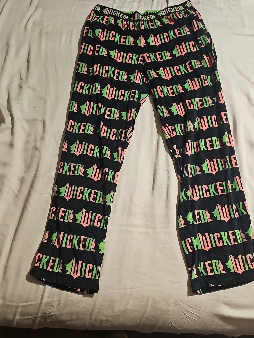 Wicked Logo Lounge Pajama Pants - Black with Pink & Green